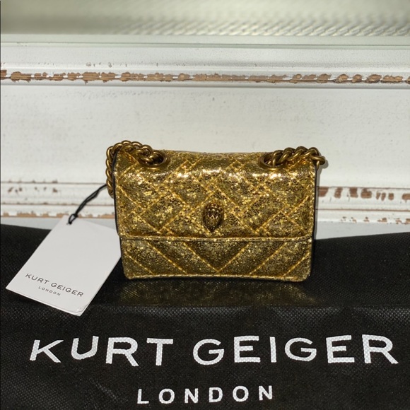 NWT Kurt Geiger London Gold Glitter Micro Kensington Shoulder Bag - Picture 10 of 10